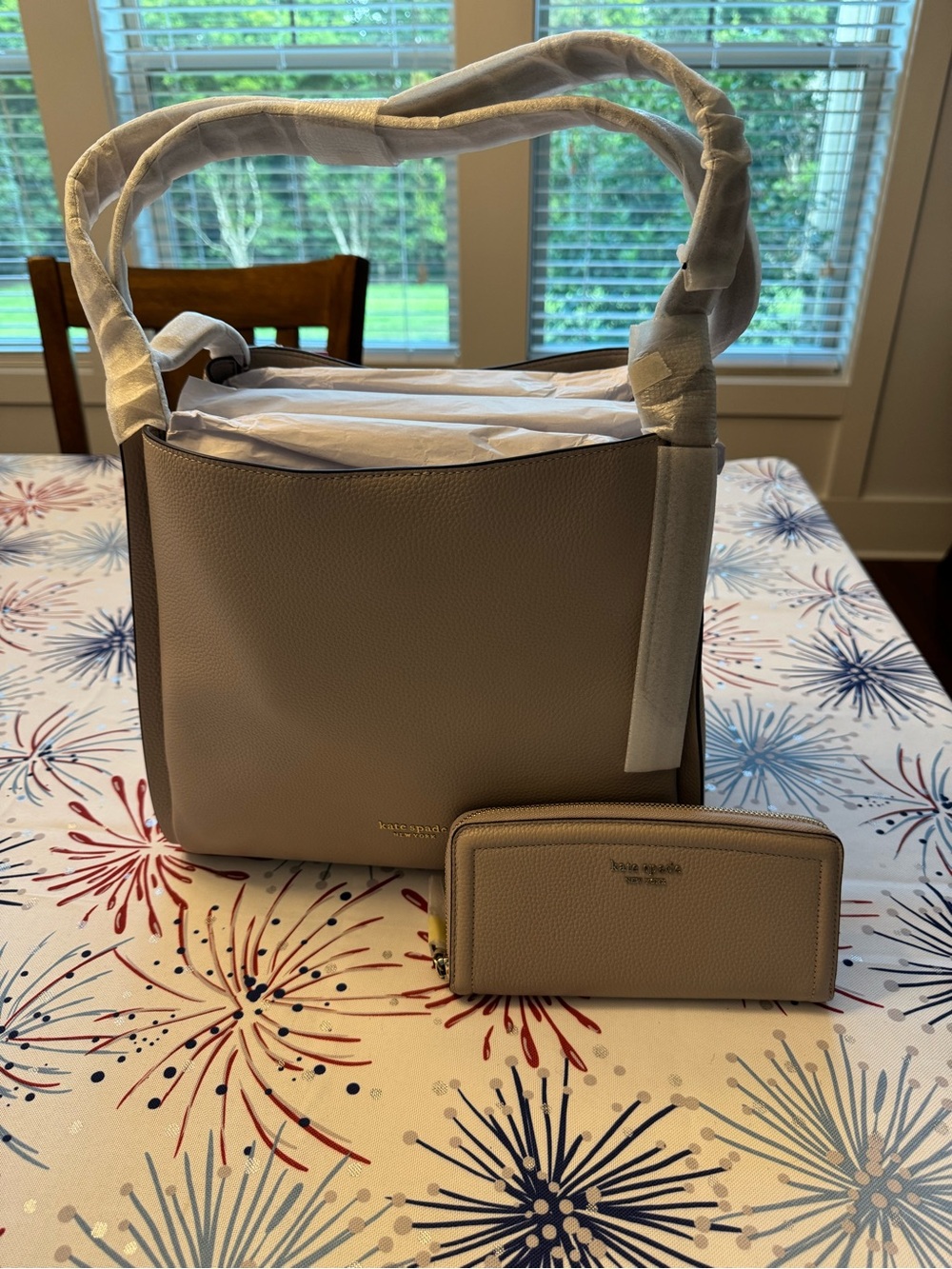 Kate Spade ♠️ Knot Pebbled Leather Tote and Wallet - Mushroom (Taupe) NWT